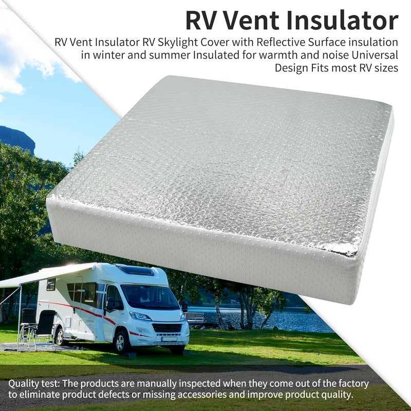 EDIETH 14"x14"x3" RV Vent Insulator (1-Pack) - Universal Reflective Skylight Cover for Camper Vents, Thermal Insulation & Noise Reduction, Fits 14x14 Inch RV Sunroof - Image 2